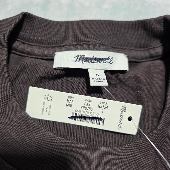 Madewell Mens The Vintage Tee S Brown Heavyweight Short Sleeve Cotton T-Shirt - Picture 8 of 9